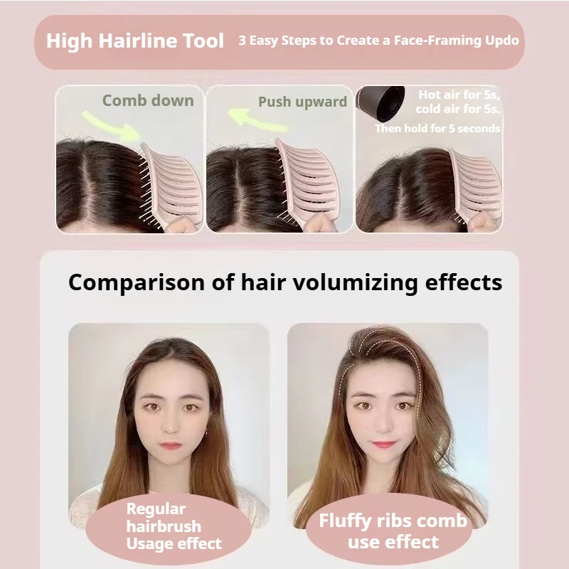 

1 шт., большая изогнутая расческа в рубчик, женская расческа для укладки объема волос, массажная расческа для длинных волос вьющихся волос, разглаживающая расческа для домашнего использования