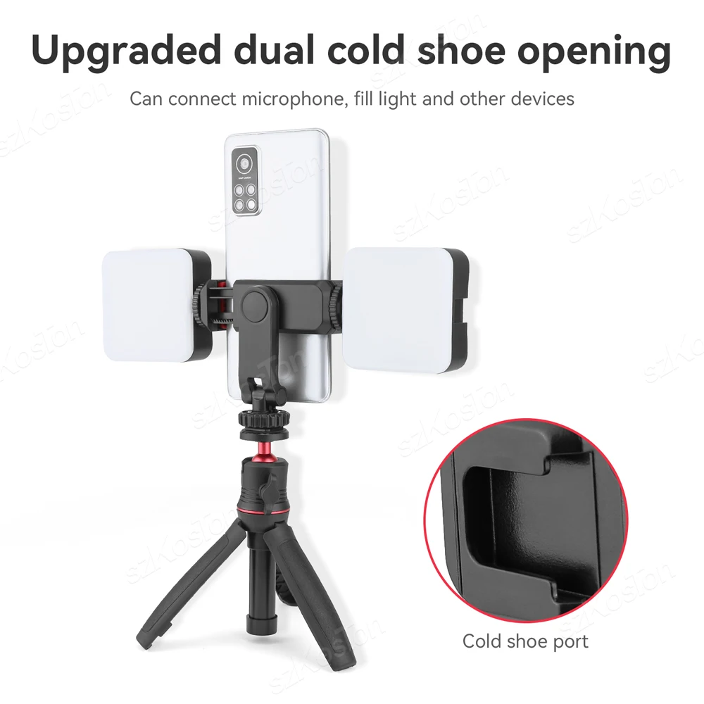 Phone Holder Mount Clamp Clip Horizontal and vertical Shooting for Smartphone Cold Shoe Mount Video Light Mic Smartphone