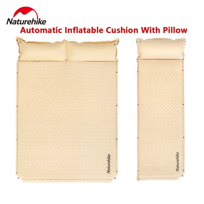 Naturehike Self Inflating Camp Mat With Pillow Ultralight Inflatable Sleeping Pad Air Sponge Cushion Mattress Bed 1-2 Person