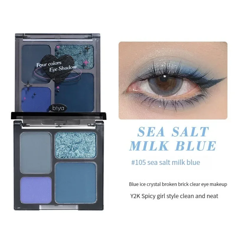 Dark Smoky Blue Eyeshadow Shadow Palette Cool Tone Matte Pearl Fine Glitter Punk Metallic Smoky Eye Shadow Cool Tone Cosmetics