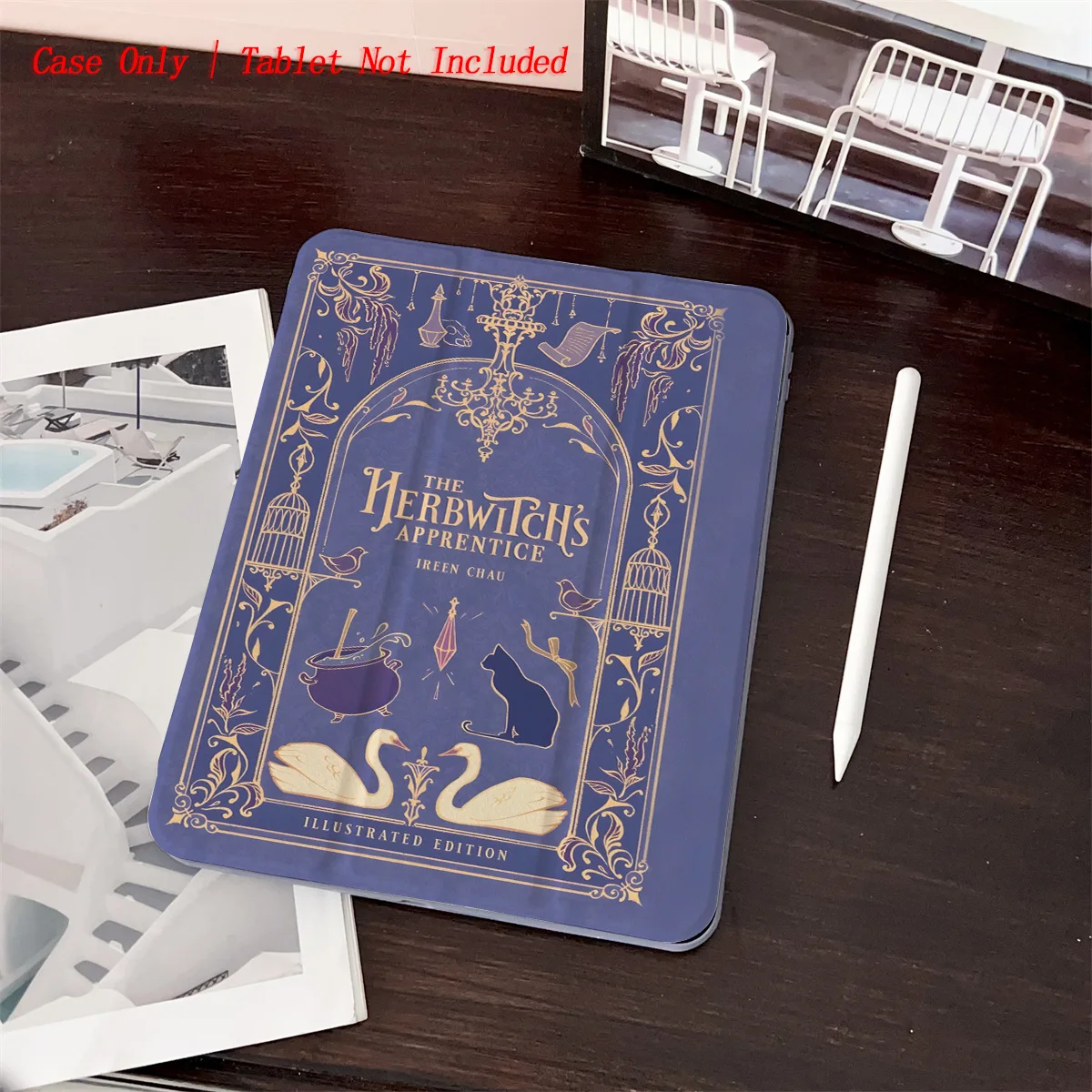 

Simple Fresh 360° Rotating iPad Book Cover with Pen Slot & Sun Pattern, Fits Multiple Apple Models