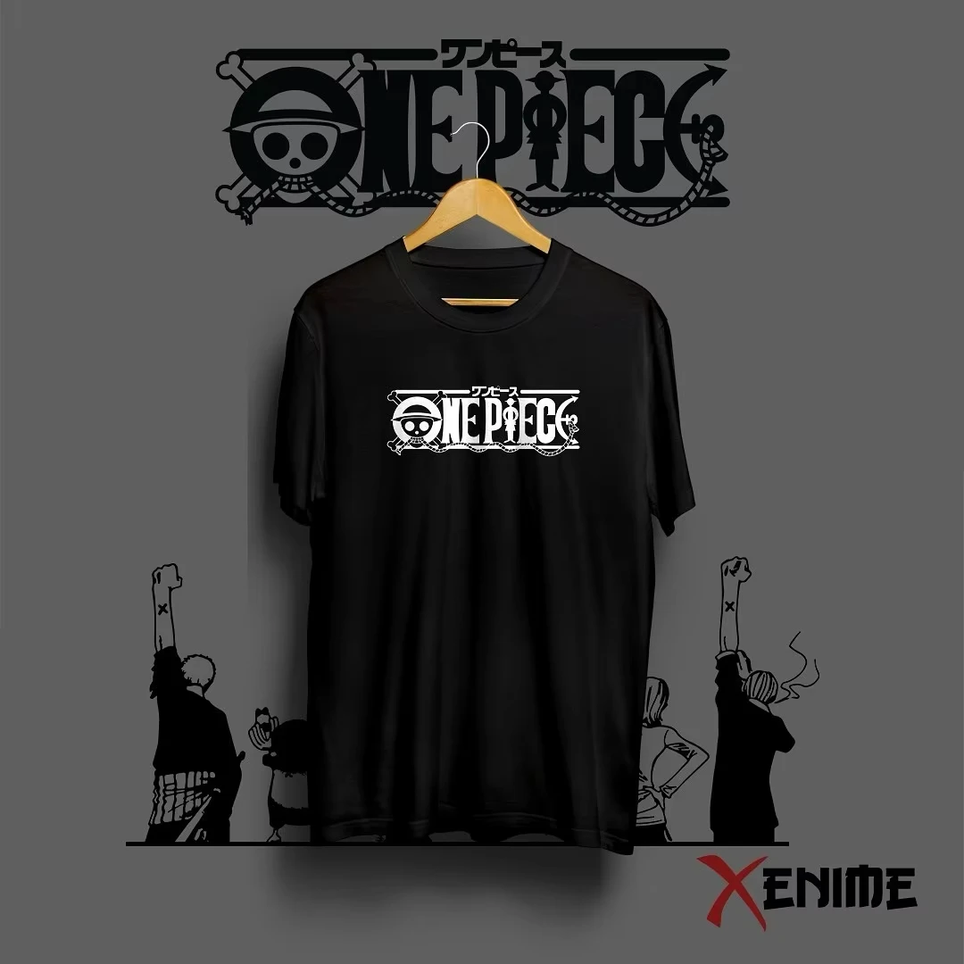 

ONE PIECE Мужская тяжелая футболка с принтом аниме, уличная мужская футболка с короткими рукавами, спортивная хлопковая повседневная футболка, уличная одежда