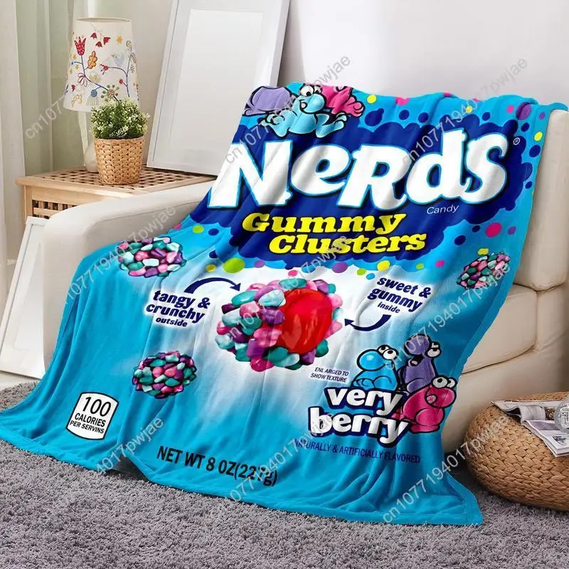 Nerds Gummy Clusters Pattern Blanket, 1 Count Soft Comfortable Warm Throw Blanket, Lightweight Blanket for Home Office Travel Ca