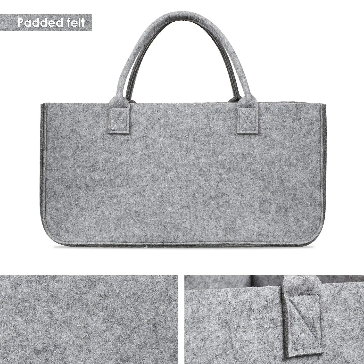 Grande capacidade feltro bolsa, cinza armazenamento saco, Casual Shopping Bag