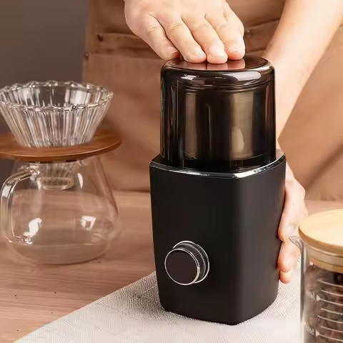 Rechargeable Electric Coffee Grinder with Stainless Steel Quiet Operation Portable Design for Spices