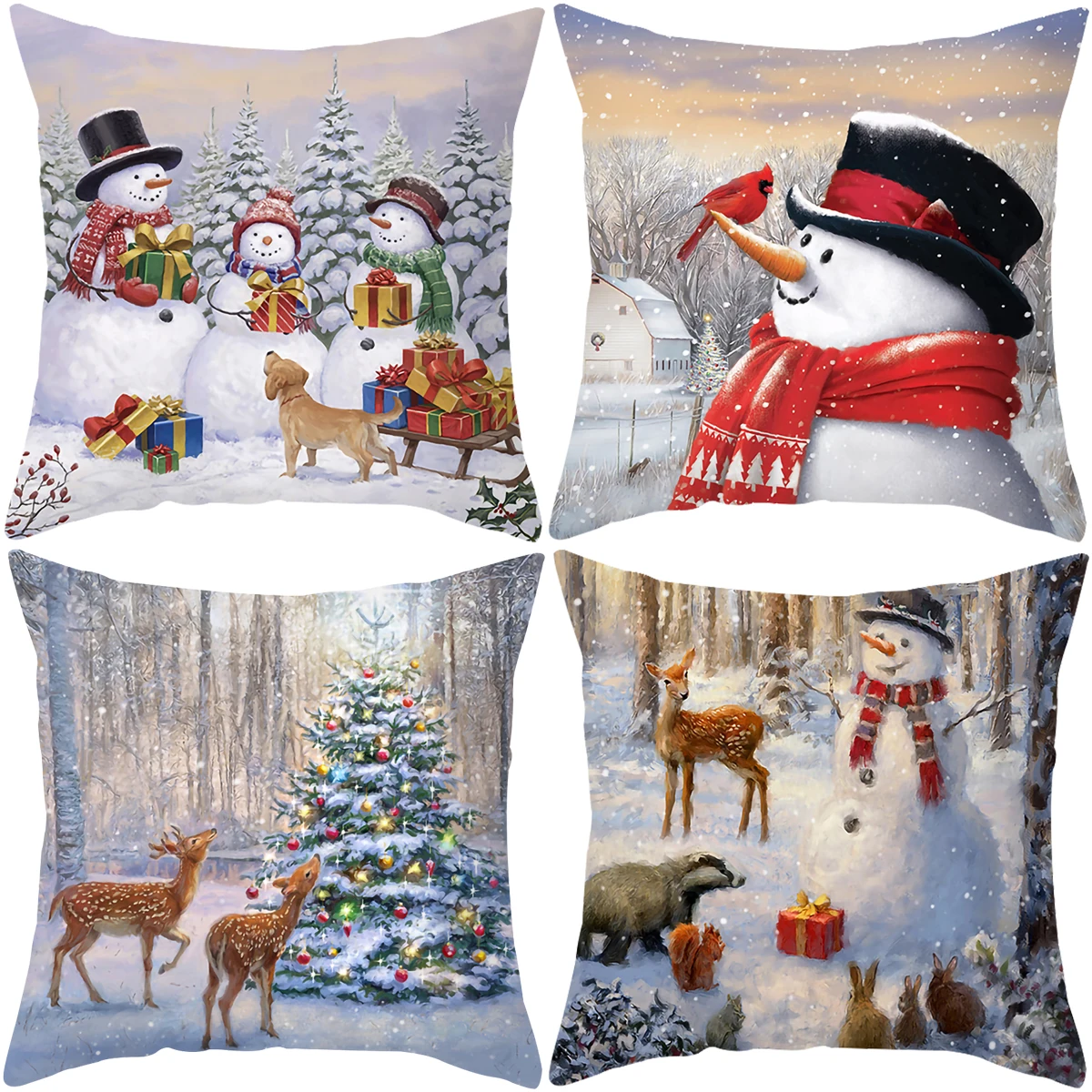 Christmas Snowman Cushion Cover 2025 Merry Christmas Decorations for Home Navidad Cristmas Pillowcase Xmas Gifts New Year 2026