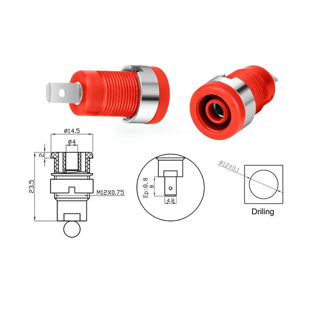 4mm Insulated Safety Banana Female Jack Socket Panel Mount Binding Post Connector 4.8mm Tab Terminal High Current Instrument
