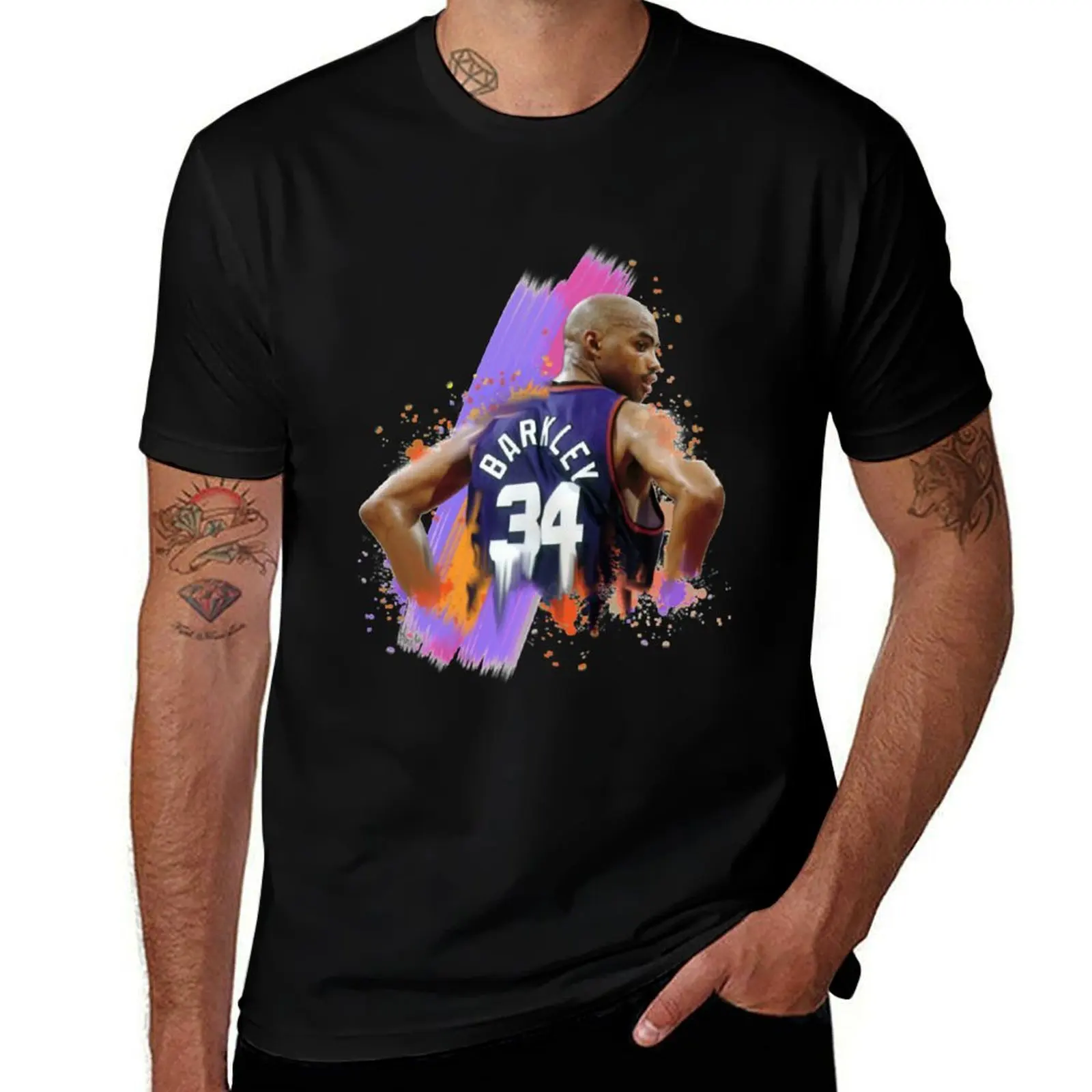 

Charles Barkley basketball Thirty four back side T-Shirt Fashion Graphic Tee for Men