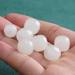 Natural Hetian Jade White Nephrite Barrel Beads For Jewelry Making Diy String Bracelet Beaded Necklace Jewellery Accessories