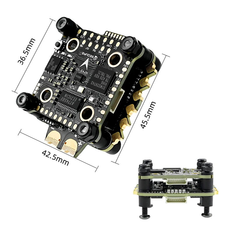 SEQURE H743 V2 ed E70 G2 Stack 30.5mm installazione spaziatura dei fori Design 2-8S 128K ESC ICM42688P Dual BEC FC Stack per FPV Drone