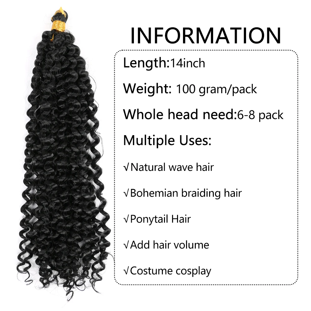 Afro Curls Synthetic Braiding Hair Extensions Water Wave Hair Bundles Ombre Braiding Hair Crochet Braids For Black Women