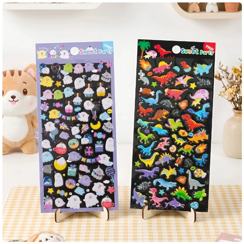 1/3/6pcs Sparkling Golden Onion Candy Stickers Cute Animal 3D Decor Scrapbooking Journal Phone Case DIY Diary Stationery Sticker