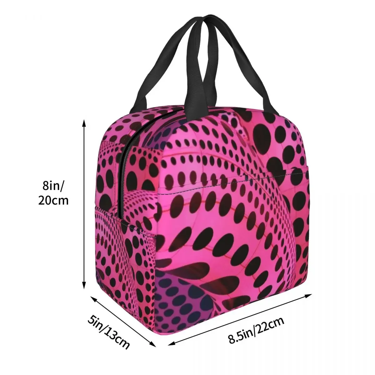 Pink Dots Insulated Lunch Bags Cooler Bag Lunch Container Yayoi Kusama Dots Polka Pop Leakproof Tote Lunch Box Food Handbags