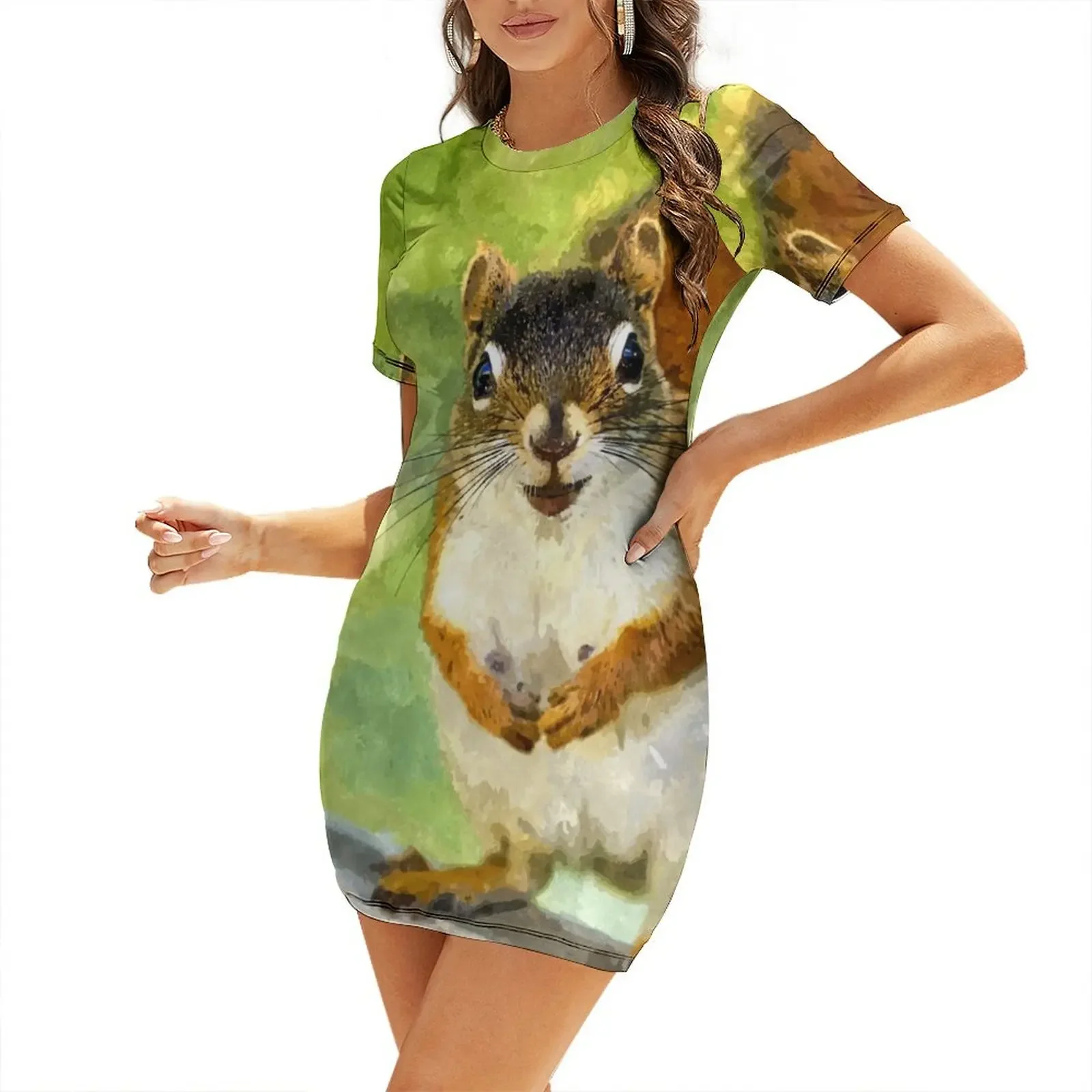 

Squirrel looking at me Short-Sleeved Dress Elegant gown dress dresses elegant guest wedding dress