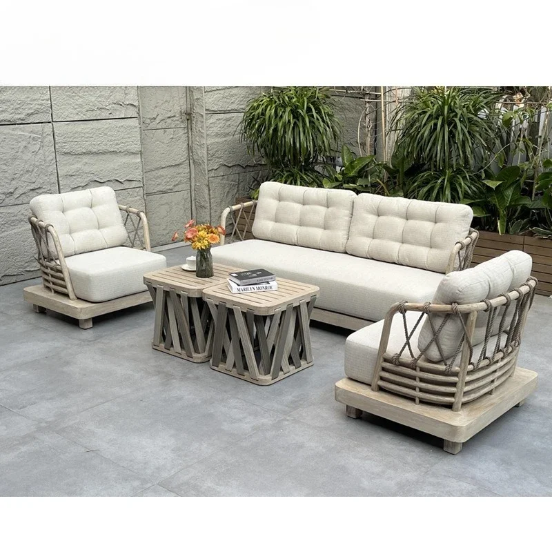 OBMSofa elastic webbing, solid wood teak frame with high elastic webbing seat cushion