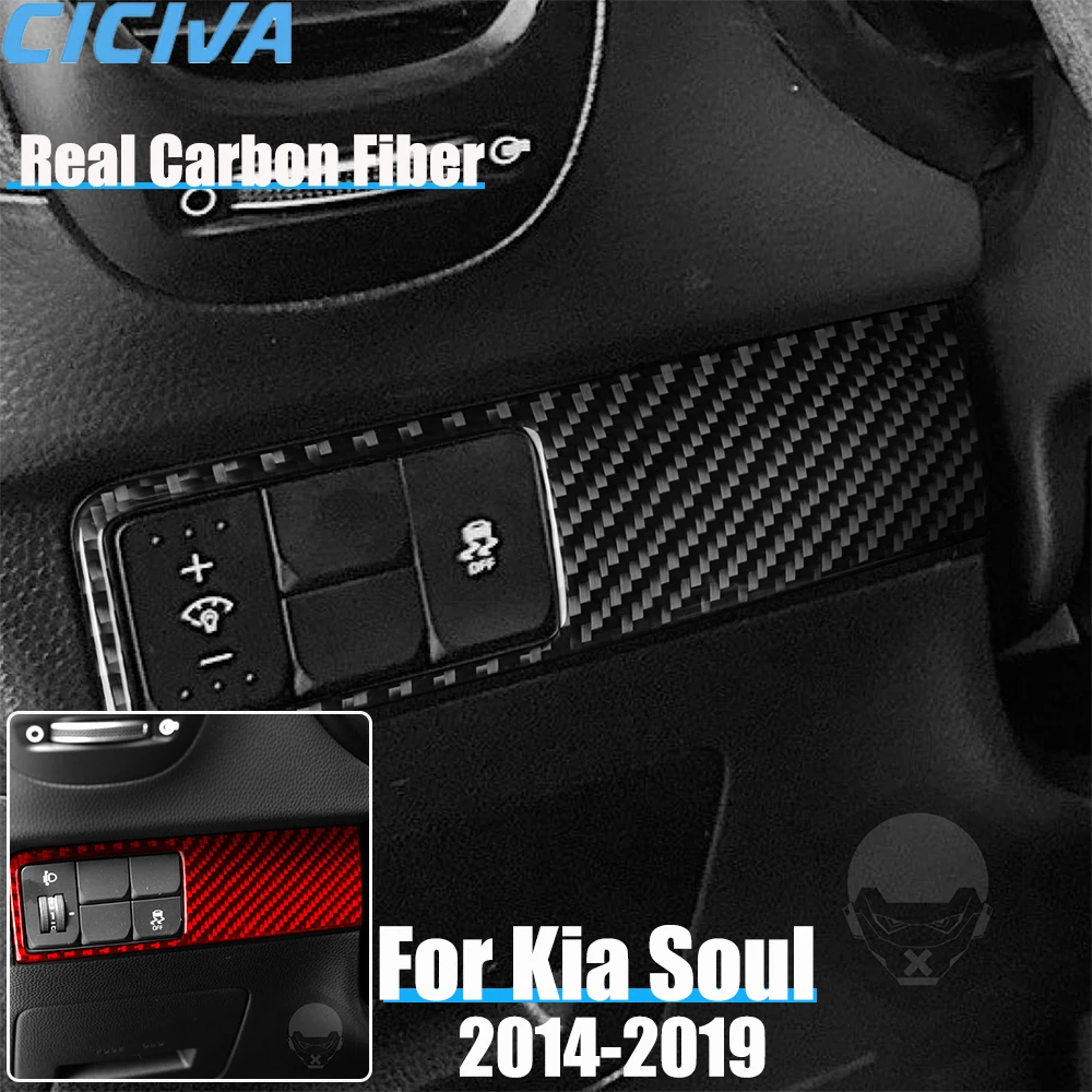 

Real Carbon Fiber Car Accessories Headlight Switch Panel Trim Cover Soft Sticker For Kia Soul 2014 2015 2016 2017 2018 2019
