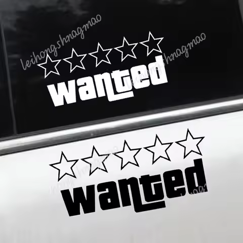Die Cutting Wanted Reflection Funny Car Stickers Modified Motorcycle Windshield Bumper Decoration Waterproof Vinyl Stickers