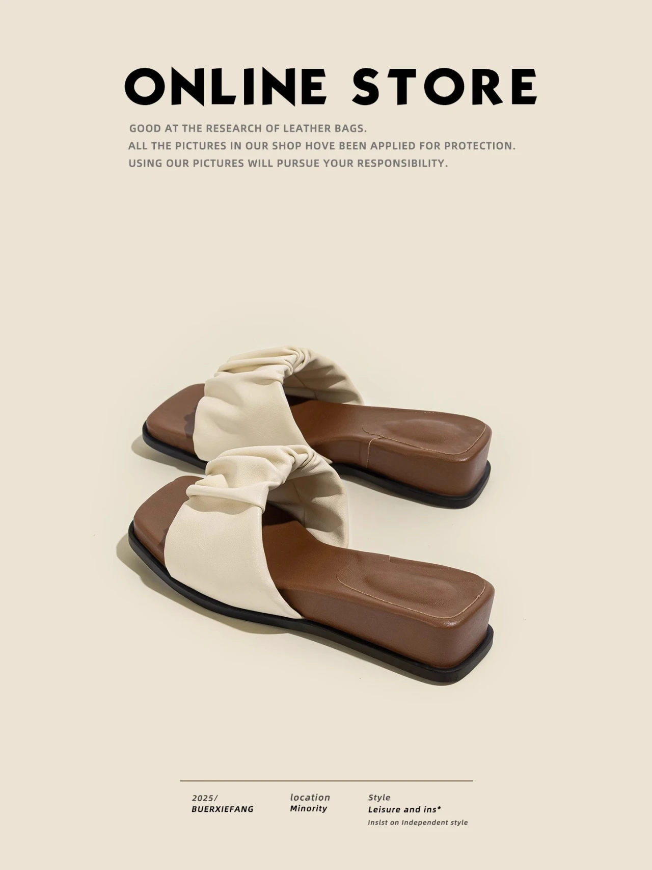 

Trendy Best-Selling Women's Thick Heel Mid-Heel Slingback Sandals Outdoor Pleated Fashion Versatile Simple Thong Beach Shoes