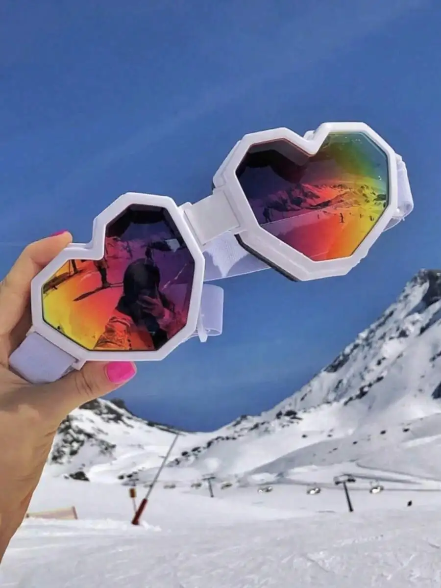 Oversized Heart-Shaped Fashion Sunglasses For Women Y2K Style Mirror Lens Outdoor Party Travel view 6