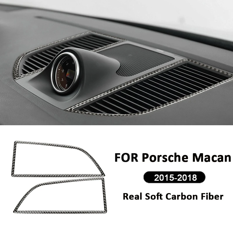 For Porsche Macan 2015-2018 Carbon Fiber Car Instrument Screen Left Right Air Outlet Trim Frame Interior Decoration Sticker