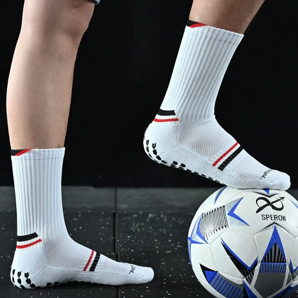 Anti-slip Football Anti Slip Sock Mid-Calf Non Slip Grip Socks for Soccer Glue Dispensing Towel Bottom Football Towel Socks