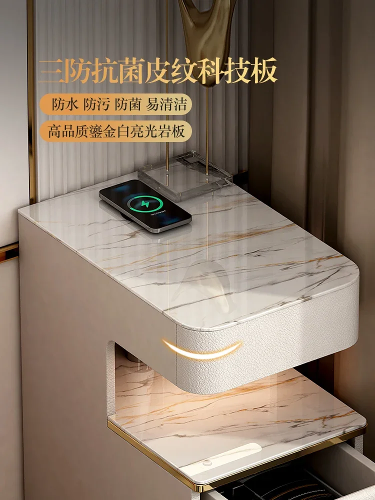Bedroom Smart Bedside Table Narrow Gap Side Table with Fingerprint Lock Wireless Charging