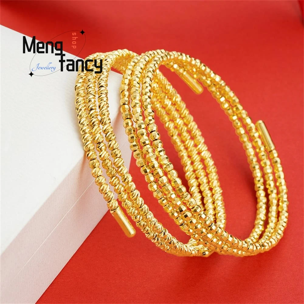 Sand Gold Burst Flash Bungee Bead Bangle Premium Feel Niche Design Fashion Good Luck Sexy Young Girls Simple Luxury Fine Jewelry