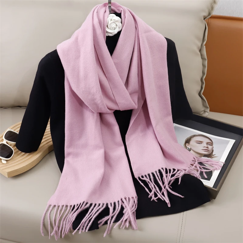 30*180 سنتيمتر بلون النساء الشتاء وشاح دافئ رشاقته شال كشمير في الهواء الطلق شرابات الباشمينا سيدة التفاف يندبروف الأوشحة الفاخرة #3