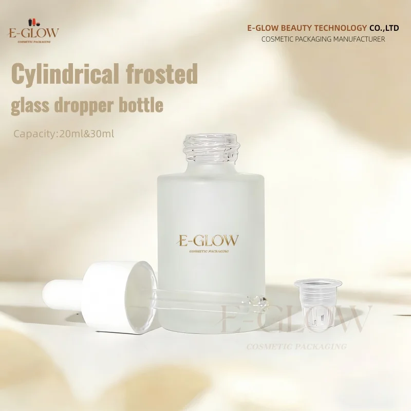 Picture 3: 【Logo Custom】100Pcs Customized 20ml/30ml Cylindrical Frosted Glass Dropper Bottle Small Batch Customization Factory