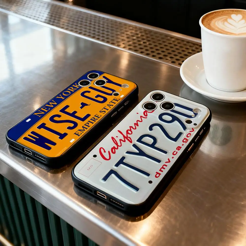 

Funny License Plate Number Phone Case For iPhone 17 Air 16 16e Plus Pro MAX15 14 13 12 11 xr 7 8 6 se XSmax Soft black case