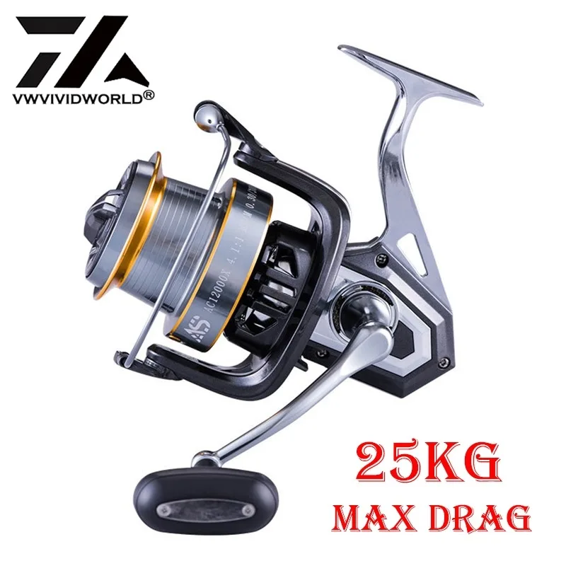 

VWVIVIDWORLD ,All Meat Fishing Reel 3000-12000 Series 5+1 BB Metal Spinning Reel Max drag 25kg Outdoor Lure Trolling Cating Reel