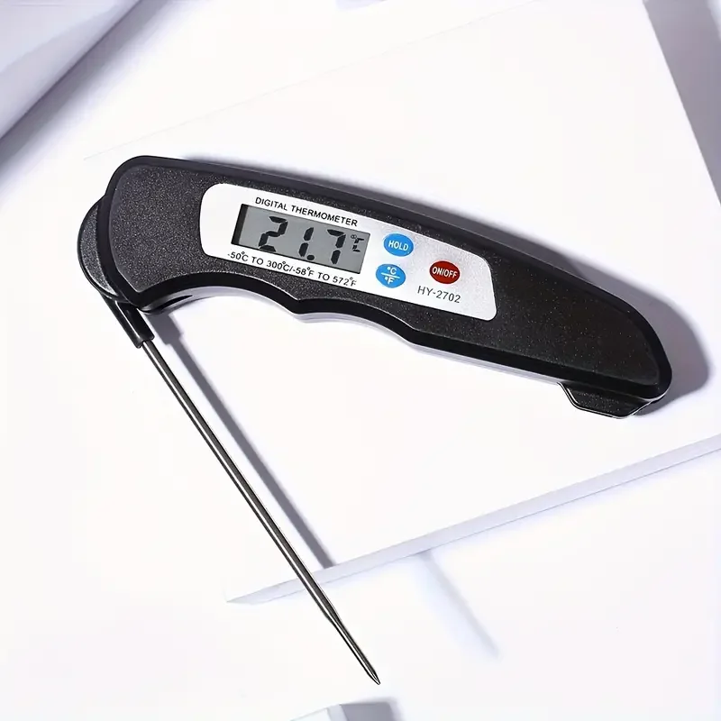 1pcFoldable Instant Read Meat Thermometer Magnetic Stainless Steel Kitchen Food Probe Water Cooking BBQ Digital Meat Thermometer