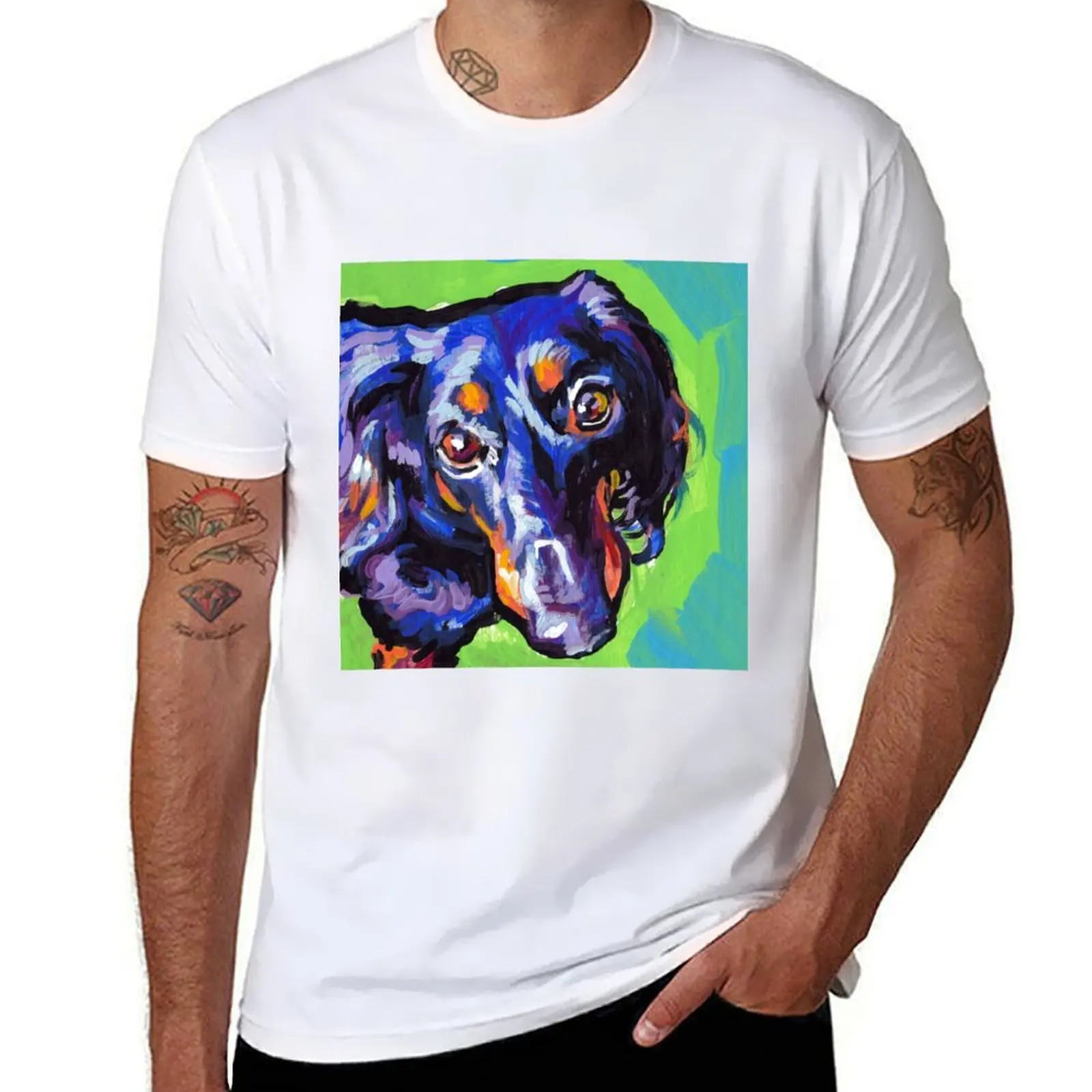 

Dachshund Dog Bright colorful pop dog art T-Shirt football t shirt summer shirt man clothes plain t shirts men