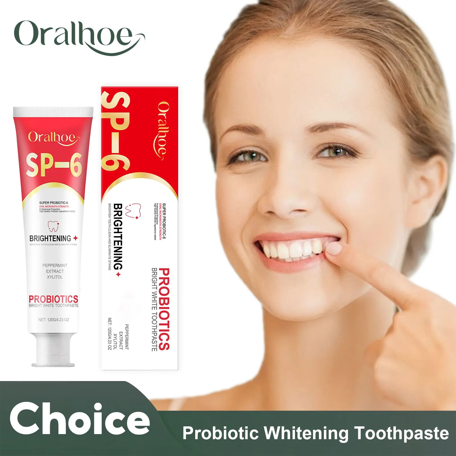 Sp-6 Probiotic Toothpaste Whiten Clean Teeth Remove Stains Oral Care Management Fresh Breath Dental Brightening Toothpaste 120g