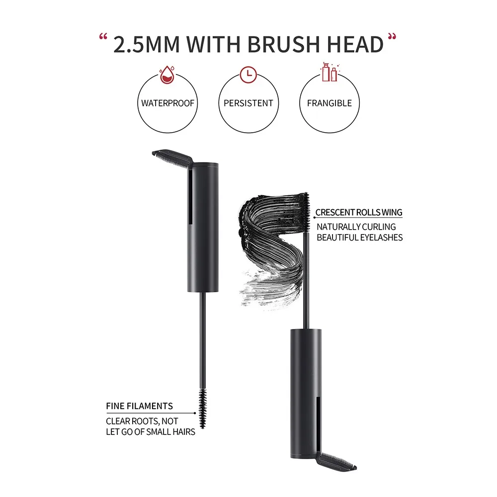 Mascara impermeabile a lunga durata Mascara allungante impermeabile con inchiostro nero Mascara antideflagrante dall'aspetto naturale senza impacchi