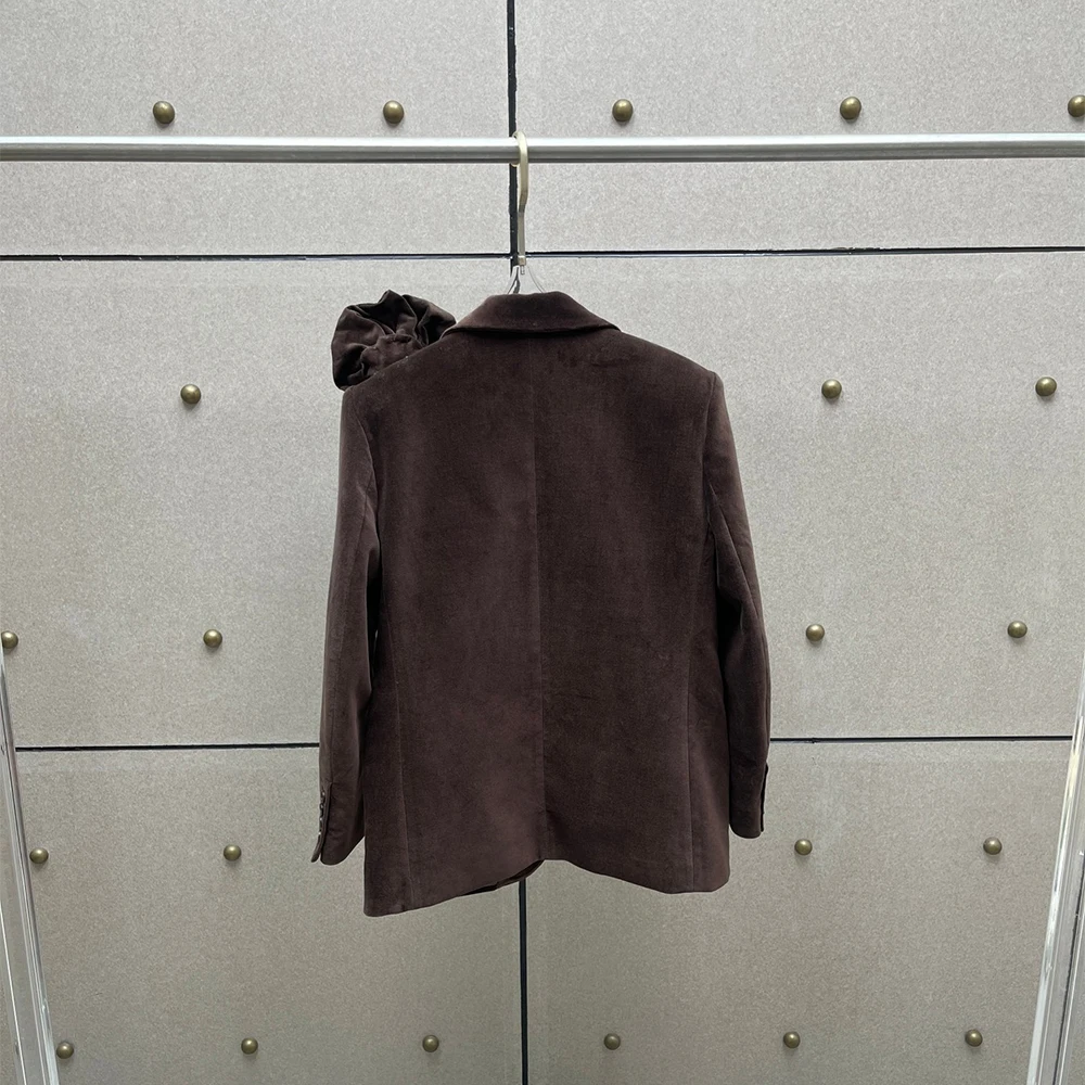 

Handcrafted Floral 100% Cotton Women's Jacket Velvet Elegance Commuter Versatile Suit Jacket 2025 Winter New Arrival Y2K