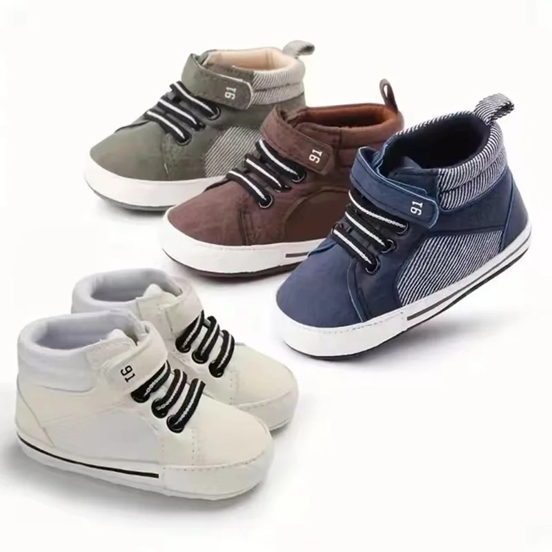 Baby Shoes Boys High Top Casual Cotton Soft Sole Newborn Walking 0 18 Months