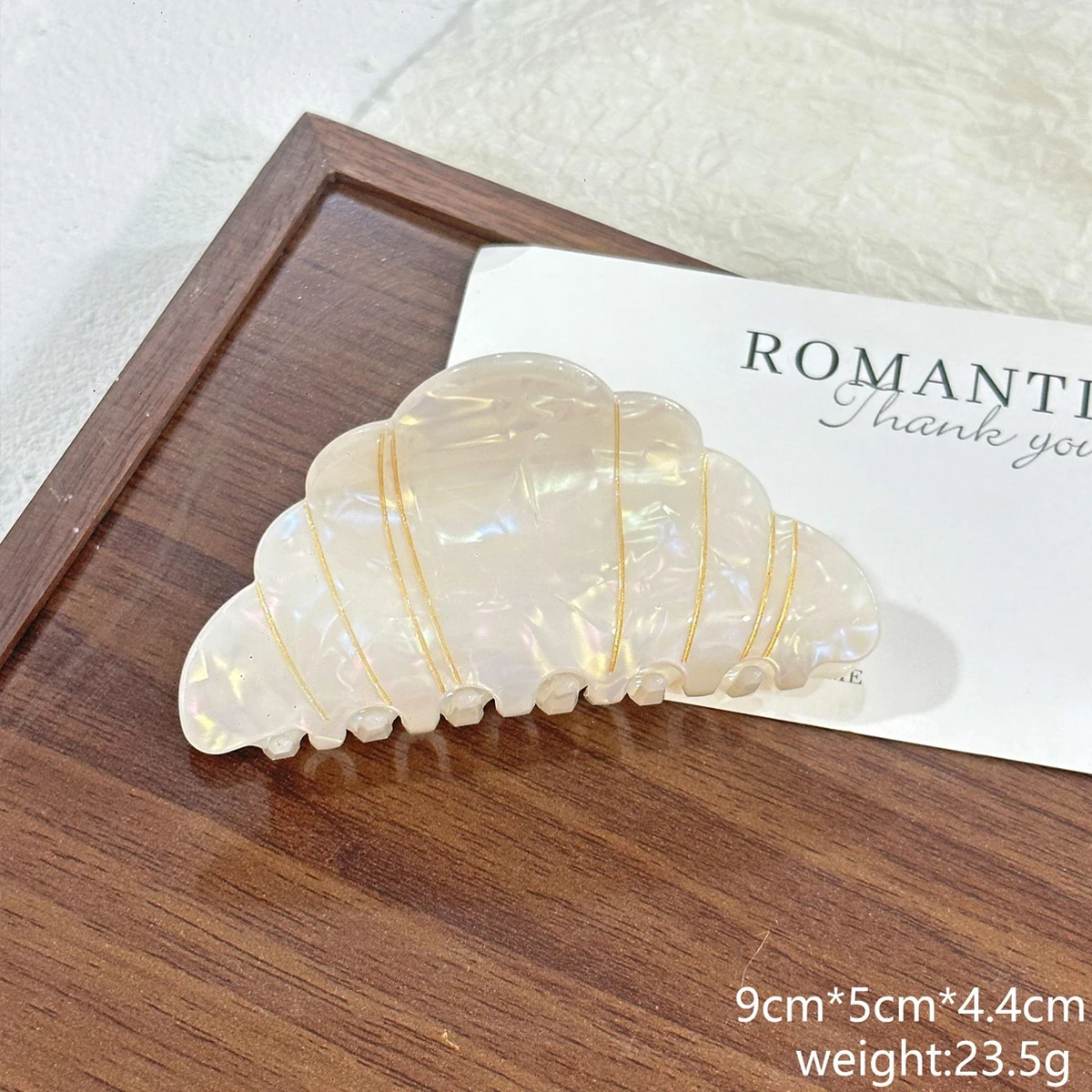 1 Stück Vintage Croissant Alkaline Water Knot Haarklammer, hochwertige große und kleine Croissant-Haarklammer für Hochsteckfrisuren am Hinterkopf, Haifischklammer – Detail 5