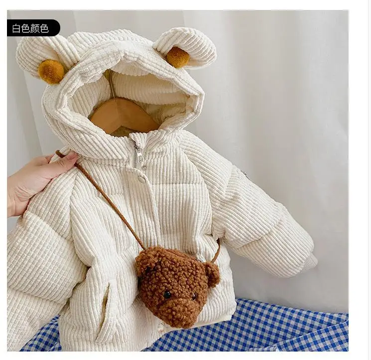 

Baby Girl's Long, Warm, Solid-colored Padded Jacket