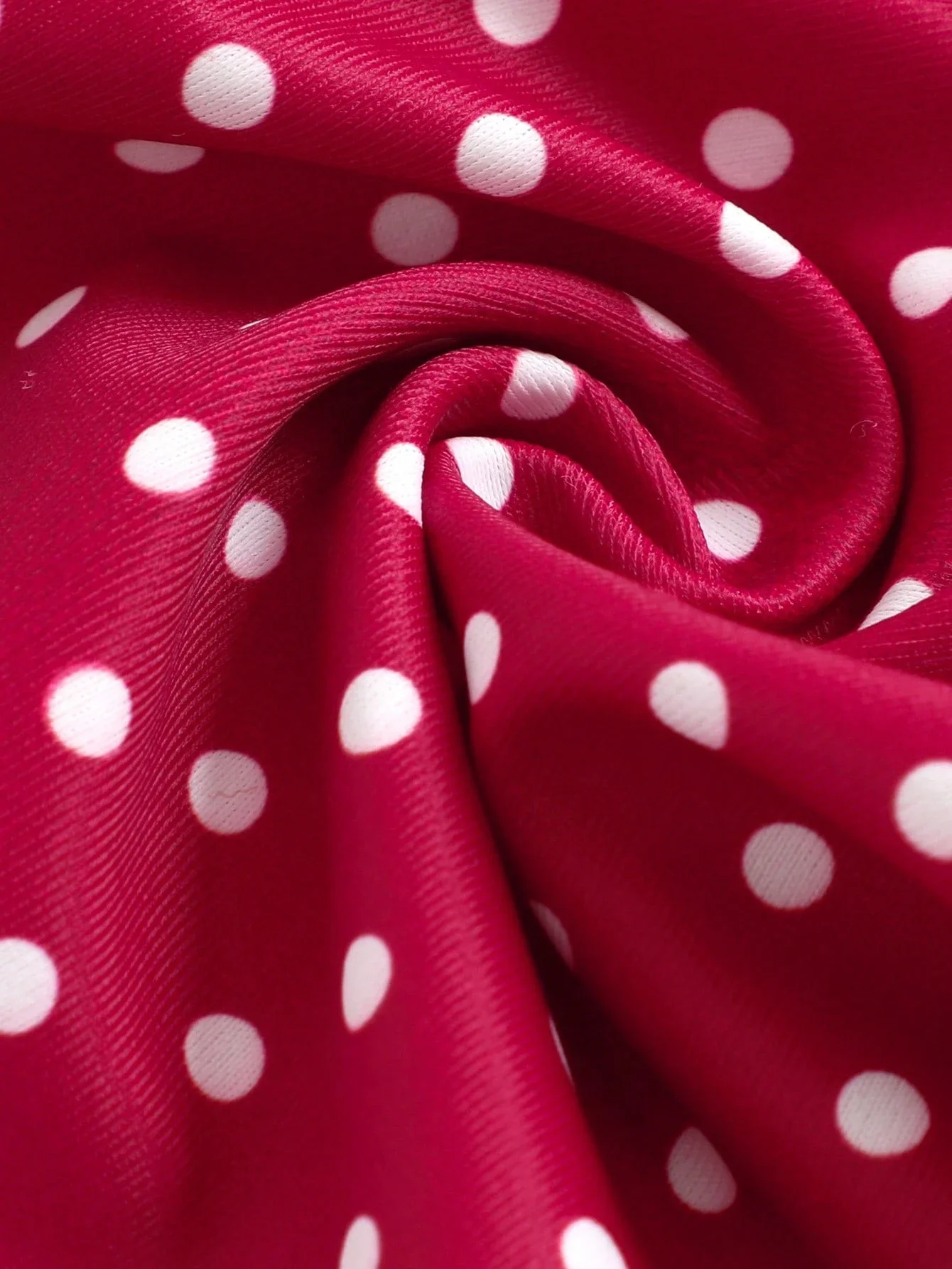 

Vibrant Red Polka Dot Two Piece Swimsuit With Spaghetti Strap Top And Ruffled Contrast Bottom For Beach Vacation