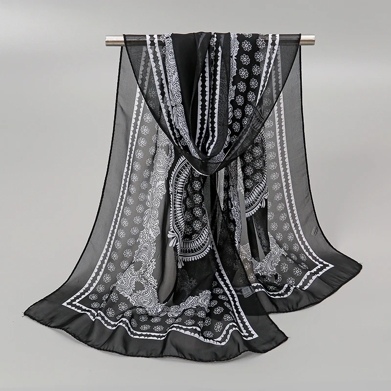 

Summer Printed Chiffon Scarf Shawls Compact Lightweight Scarf Travel Sun Protection Scarf Ethnic Style Wraps For Women