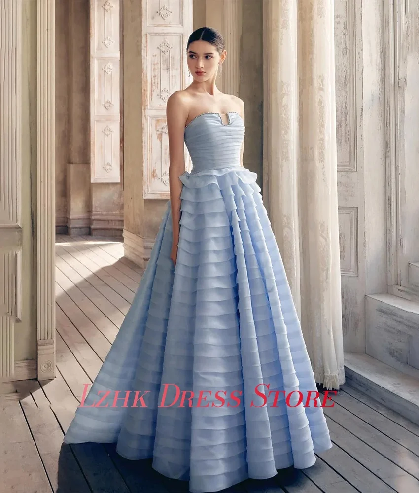 Vestido de noche de cristal con gradas, Jersey personalizado de alta calidad, corte en A, sin mangas, hasta el suelo, vestidos de graduación