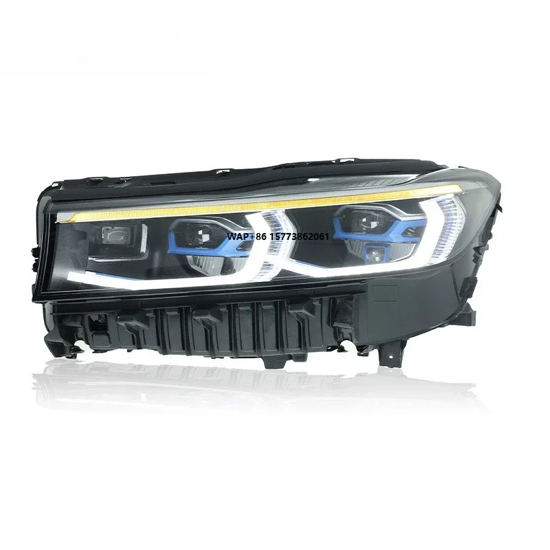 

1 Unit for 16-18 7 Series G12 Headlight Assembly Modification, Blue Frame LED Lens Daytime Running Light Steering