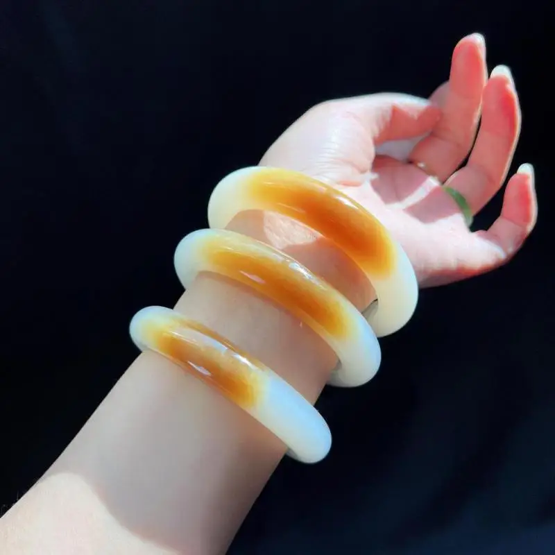 

Natural White Jade Bangle Women Healing Gemstone Fine Jewelry Genuine Nephrite Hetian Jades Bangles Round Bracelets Ladies Gifts