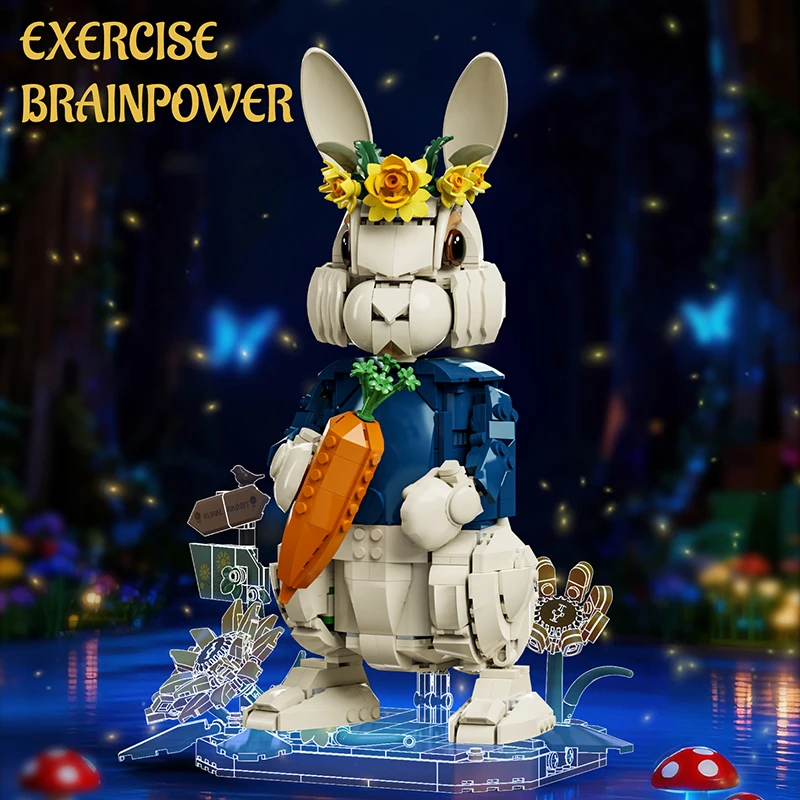 Pastoral Rabbit Educational Building Toy Desktop Creative Ornament Building Blocks Model Assembly Kids Adult Birthday Gift