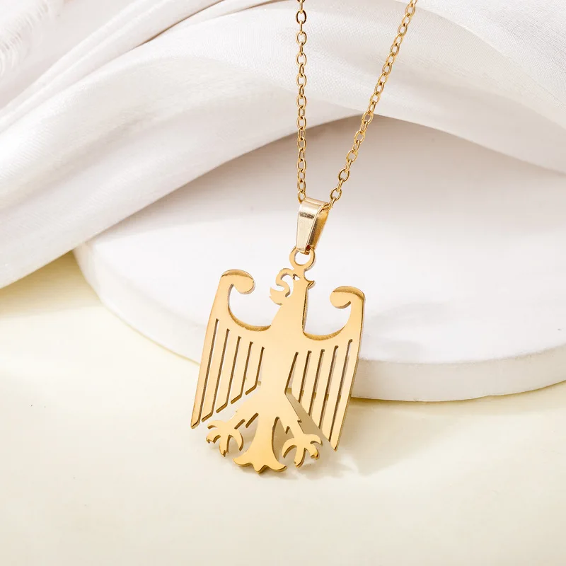 Stainless Steel Eagle Crest Pendant Necklace Men Women Industrial Punk Gothic O Chain Unisex Street Fashion Jewelry Accessory