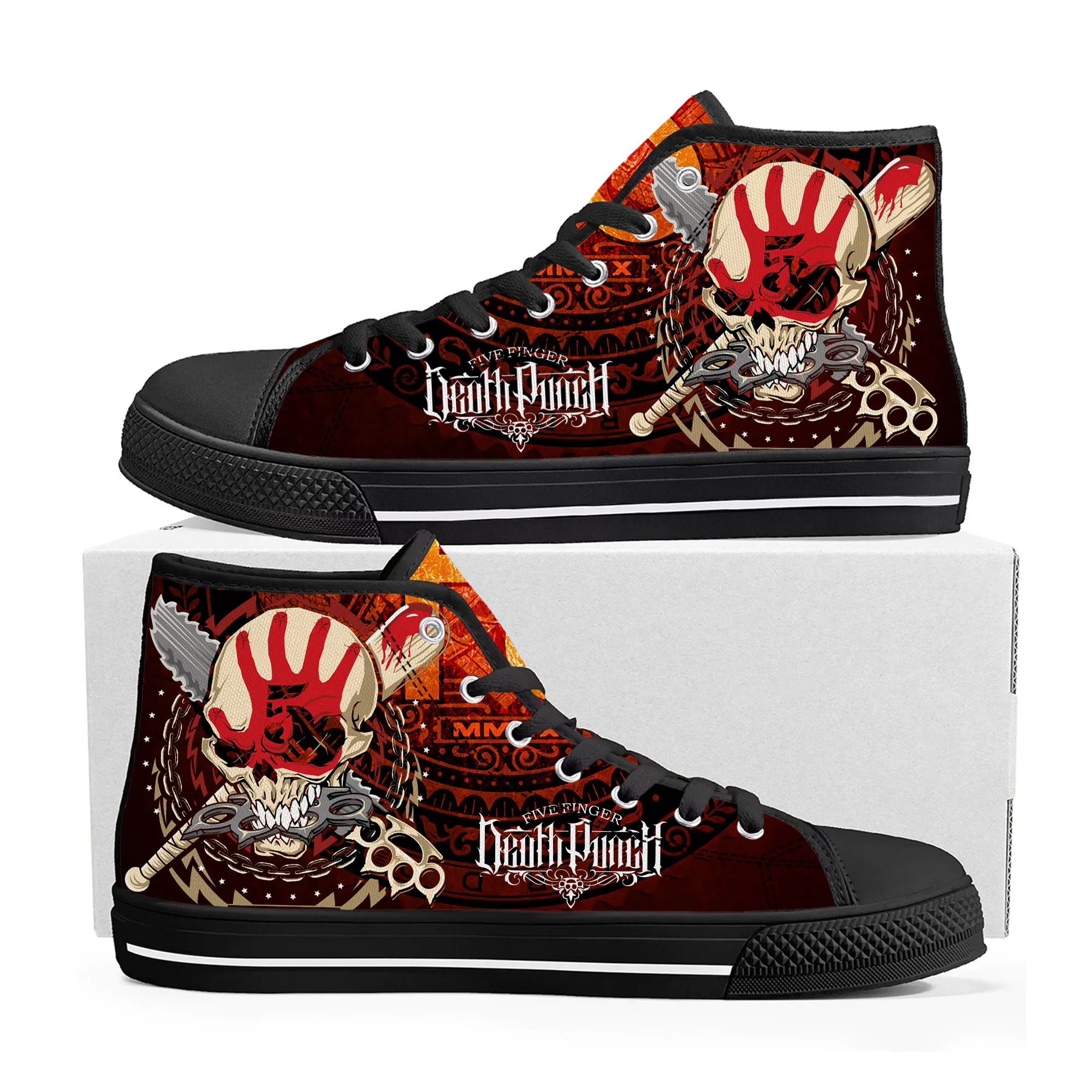 Five Finger Death Punch Band High Top Sneakers Mens Womens Teenager High Quality Canvas Sneaker Casual Couple Shoes Custom Shoe