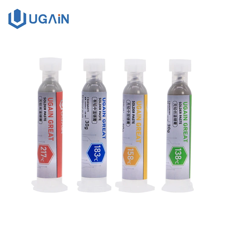 Ugain 138/158/183/217 ℃ Solder Paste Syringe Flux SMD BGA IC PCB Needle Tube Tin Cream Mainboard Middle Frame Welding Repair