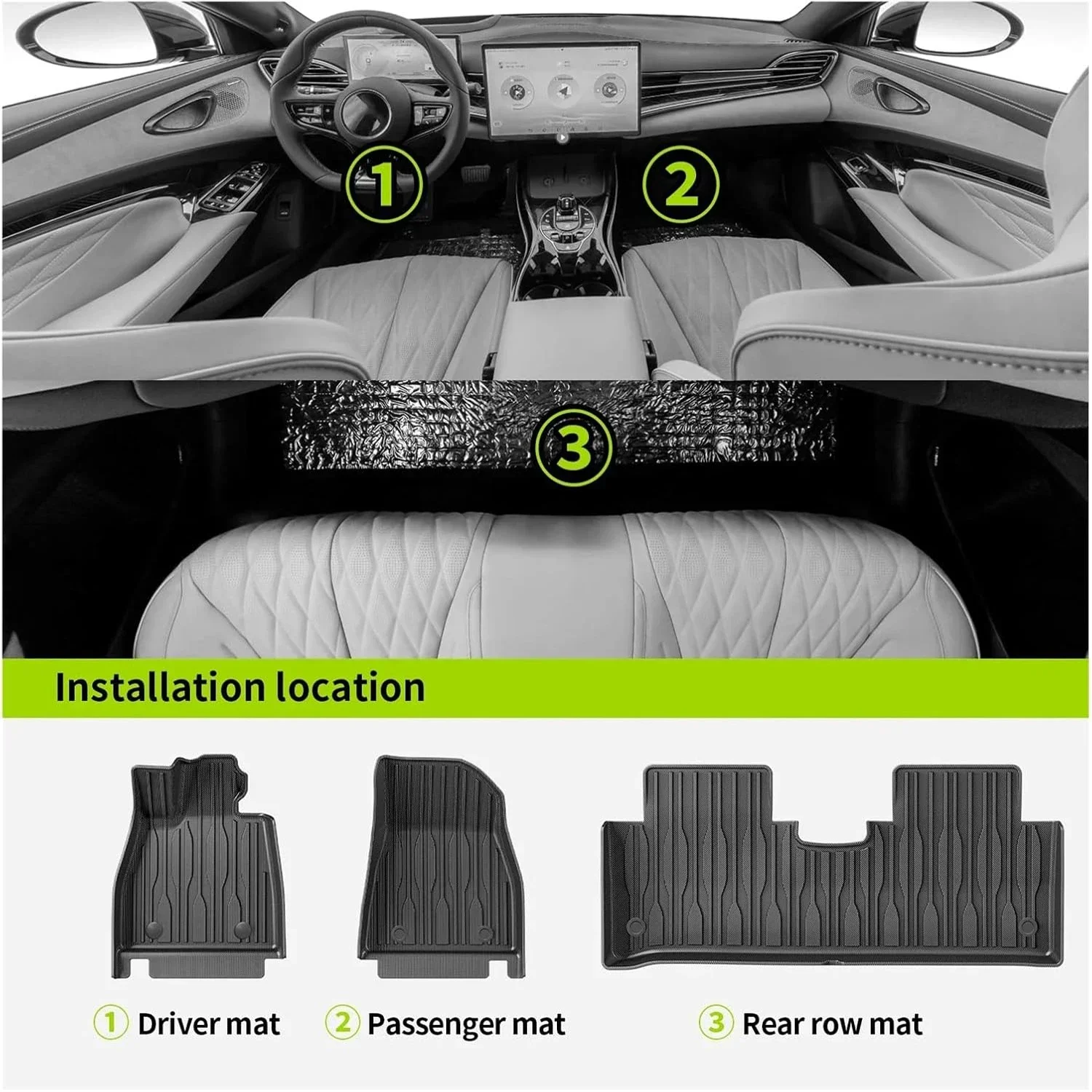 For BYD Seal / Atto 4 2022 2023 2024 EV/DMI Floor Mats Cargo Liner, Waterproof Anti-slip Trunk Mat TPE Foot Pads Left Hand DrIve