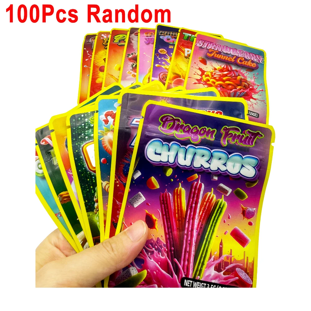 100 Stuks Lege Mylar Zakje Met Papieren Verpakking Doos Set 3.5Gram Opbergdozen Kit En Rits Plastic Zak Snoep Case